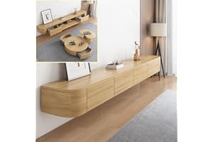 XDXINY Supporto TV Sospeso in Legno Massello per Soggiorno Casa - Tavolino Supporto TV 140, 160, 180, 200, 220, 240 cm, Diverse Dimensioni (Colore Legno, 180 x 20 x 24 cm)