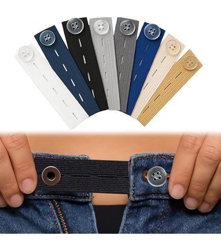 Set Di 8 Prolunghe Vita Per Pantaloni - Elastiche, Regolabili, Per Jeans E Pantaloni Eleganti (unisex E Maternità)