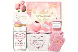 YANSYUN Geschenke für Frauen Geburtstagsgeschenk Geschenkset Frauen mit Trinkgläser Duftkerze Duschbombe Kuschelsocken für Freundin Kolleginnen Mutter