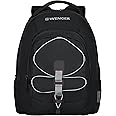 WENGER MARS Laptop Backpack with Padded compartment for 16 Inch laptop & 10 Inch tablet, Organizer for essentials in Black/Grey (26 Litre)-blend of style & function, Swiss designed, 612034