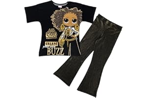 L.O.L. SURPRISE! L.O.L. Surprise ! Mädchen T-Shirt und Leggings Set mit LOL OMG, LOL Surprise Dolls | Kinder Outfits 100% Baumwolle T-Shirts & LOL Leggings | Mädchen Kleidung | Schwarz