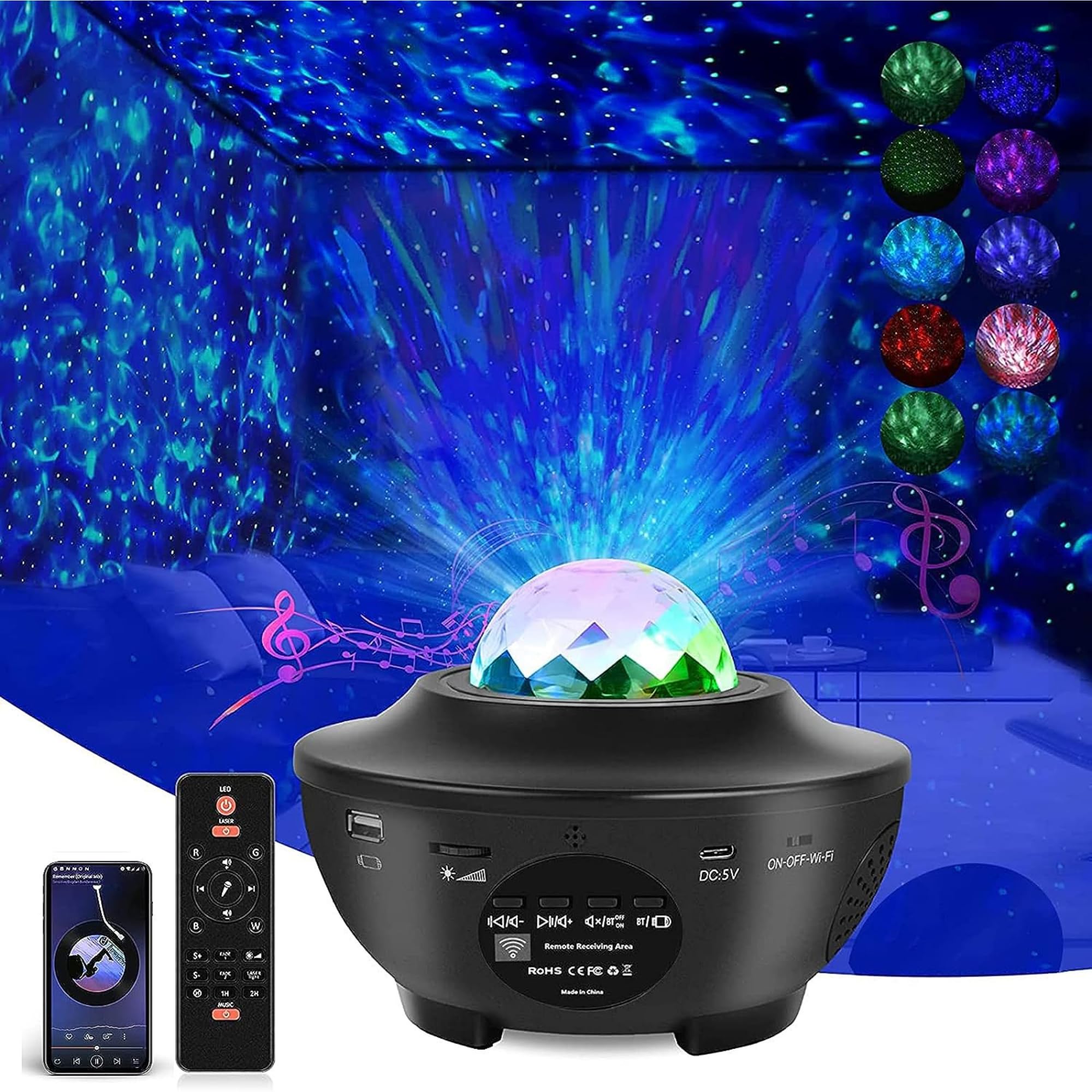 Jainchan® Starry Night Light Galaxy Projector for Star Sky Ceiling | Remote Control, Bluetooth Speaker light, Multicolor LED 