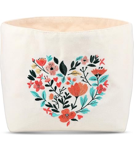Corbeille à Pain De Noël En Toile Brodée - Beige, Rouge Et Or - Diamètre 19 Cm - Décoration De Table Festive Et Pratique