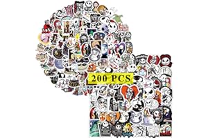 GTOTd Nightmare Before Christmas Stickers (200Pcs) Horror Cartoon Gifts Merchandise Merch Party Supplies Vinyl Water Bottle Luggage Guitar Skateboard Cute Aesthetic Manga Gifts for Teens