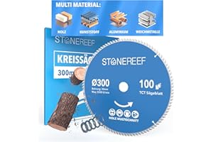 STONE REEF Lama per sega circolare 300 x 30 cm, con adattatore su foro da 20 e 16 mm, compatibile con smerigliatrice angolare Bosch, Makita ecc. – Lama per sega circolare – per legno, metallo e alluminio