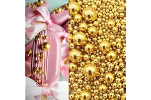 Lozadia 100g Edible Sprinkle Metalic Pearl Sprinkles Of Gold Pearl Sugar Sprinkles, Edible Cake Topper Decorations,Gold Sugar Balls for Cupcake Cakes Sprinkle On Birthday Wedding Party (Golds)