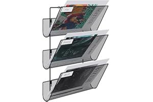 EasyPAG 3 Tier Heavy Duty A4 Mesh in Tray Wall File Holder Mail Organiser Magazine Storage Rack,Black