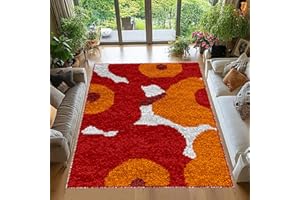 Tehocwiz Kit Tapis Point Noué à Faire Antidérapant Création Tapis et Canvas Taille Création Tapis à Crocher pour Adultes Kit Tapis Crochet Loquet Grande Kit de Tapis à Nouer Soi-même 38x52 cm