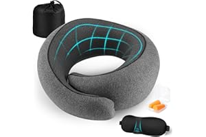 GOLXUWO Nackenkissen Flugzeug,Memory Foam Orthopädisches Nackenhörnchen Kompakter Reisekissen für Lange Flüge Mit 3D-Schlafmaske und Ohrstöppfen,Ihr Essentialer Reisebegleiter