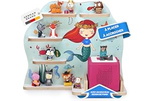 stadtecken Étagère en bois pour boîte à musique I Convient pour la Toniebox et environ 35 Tonies I Rangement parfait dans la chambre d'enfant I À poser ou à suspendre (sirène)