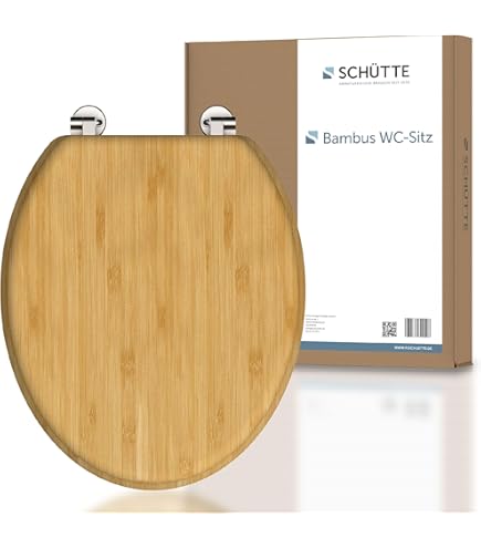 SCHÜTTE SOLID WOOD zitting houten kern, toiletbril geschikt voor vele standaard toiletpotten, maximale belasting van de wc-bril 150 kg, motief houtlook op bril en deksel 80024 SCHÜTTE SOLID WOOD zitting houten kern, toiletbril geschikt voor vele standaard toiletpotten, maximale belasting van de wc-bril 150 kg, motief houtlook op bril en deksel 80024