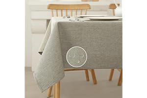 Vorvowry Mantel Antimanchas Rectangular Redonda con Efecto Lino Mantel Impermeable Hule Mesa Manteles para Fiesta Cocina Comedor Rectángulo 90x135cm Gris Lino