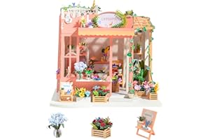 AONGAN DIY Miniature Dollhouse Kit - Crafts Tiny House Kit, Doll House kit Kit with Furniture, Gifts/Home Decoration for Family (Gypsophila Flower Shop)