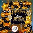 Party Propz Happy Birthday Decoration Kit 46Pcs Set for Husband Boys Balloons Decorations Items Combo With Backdrop, Metallic Balloons