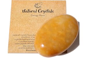 AWARDSEN 2.4" Topaze Pierre Preciusee Grand Cristal de Pierre de Palme Polie Reiki Cristaux Pierre Naturelle Gemme Inquiétude équilibre énergétique Soulagement du Stress Cadeau pour Femme