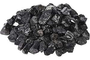 Amogeeli 460 g Tourmaline Noir Naturel Pierre de Roche Brutes Irrégulière Cristal Minérale Spécimen de Collection de Guérison pour Décoration, Wicca Reiki et Artisanat, Noir