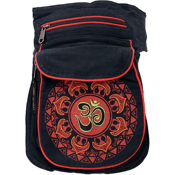 GURU SHOP Stoff-Gürteltasche Sidebag - Schwarz/Taubenblau, Baumwolle, Unisex, Verstellbar (86-120 Cm)