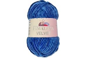 Wohnkult Himalaya 100 g Velvet Dolphin Wool, 40 Colours to Choose From, Chenille Knitting Yarn, Fluffy Yarn, Shiny Accessory, Clothing, Blankets (90029, Blue)