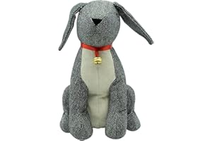 MORGAN & CO Ferma Porta da Pavimento, Simpatici Fermaporta Animali da Pavimento in Stoffa Resistente con Imbottitura Pesante (Cagnolino Grigio con Campanello)