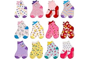 ELUTONG Toddler Baby Grip Socks-Cute Kid's Non Slip Socks-12 Pairs Of Baby’s Socks Suitable Baby Kids Aged 1-7 Years