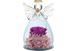 ‎ANLUNOB Geburtstagsgeschenk für Frauen Frau Geschenke für Frauen Geschenk oma für Freundin Engelsstatue ewige Rosenblume handgefertigt Schutzengel Blume Geschenk für Frauen, Freundin, Mutter, Oma