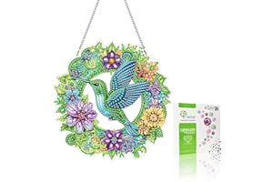 VAIIEYO 5D DIY Diamant Painting Pendentif Oiseau, Animal Peinture Diamant Hanging Kit, pour Porte et Fenêtre, Salon Chambre Autocollant Mural Décoration 20x20cm A1