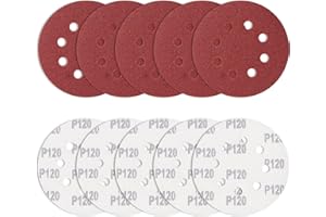 Bolatus 10 Pezzi di Carta vetrata 125 mm 120 Grana, Dischi abrasivi Rotondi, levigatrici orbitali a 8 Fori, per sbavare e levigare Punti di Saldatura