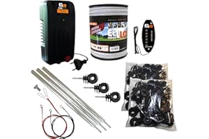 Ellofence Kit de clôture électrique de 200 m avec piquet Bois, isolateurs et testeur