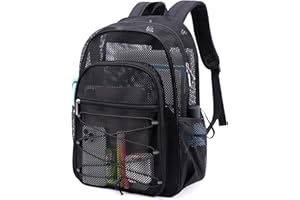 TINYAT Sac à dos en maille transparente pour homme et femme - Robuste - Pour la plage, le voyage, la gym, la natation