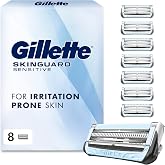 Gillette SkinGuard Sensitive Razor Blades Men, Pack of 8 Refills | Blade with Precision Trimmer, Improved Lubrastrip, Fits Fu