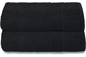 GLAMBURG Baumwolle 2er-Pack Oversized Badetuch-Set 70 x 140 cm, große Badetücher, Ultra saugfähig, kompakt, schnell trocknend und leicht, Schwarz