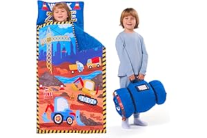 Joiedomi 139×51 cm Kids Sleeping Bag with Pillow& Blanket - Roll Up Nap Mat for Toddlers Preschool- Soft Kids Sleeping Mat - for Boys Girls Kindergarten Daycare Ages 3-7 Years