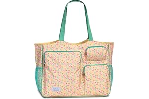 Fabrizio Bolsa de playa grande XXL, muchos bolsillos, para el tiempo libre, vacaciones, verano, con cremallera, amarillo, Maße: ca B 52 x H 43 x T 17 cm
