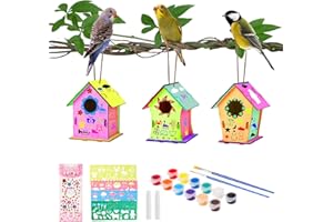 colmanda Casetta Uccelli Costruire Fai da Te, 3 Pack Casette per Uccelli da Dipingere Kit Casetta Uccelli Legno, Artigianato Casetta Uccelli in Legno Artigianato per Bambini Regalo (3 Pack)