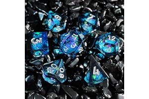 ORUZA 7 Stück Polyedrische DND Würfel Set Liquid D&D Core Würfel D4 D6 D8 D10 D12 D20 D% Treibsand Spielwürfel für Dungeons and Dragons RPG MTG Pathfinder Rollenspiele Spielwürfel