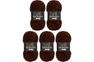 Wollbiene Softy, 5 gomitoli di lana di ciniglia da 100 g, 500 g (marrone 84)