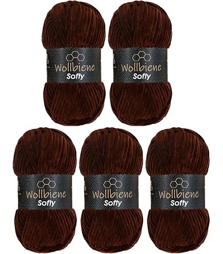 Laine Chenille Wollbiene Softy Color - 5 Pelotes 100g - Super Bulky Pour Tricot Bébé & Accessoires Doux