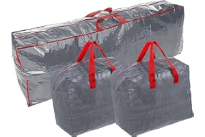 RAM ONLINE Ram® - 3 bolsas de almacenamiento extra grandes para árbol de Navidad con 2 bolsas de decoración de Navidad para bolas, oropel, luces de cadena