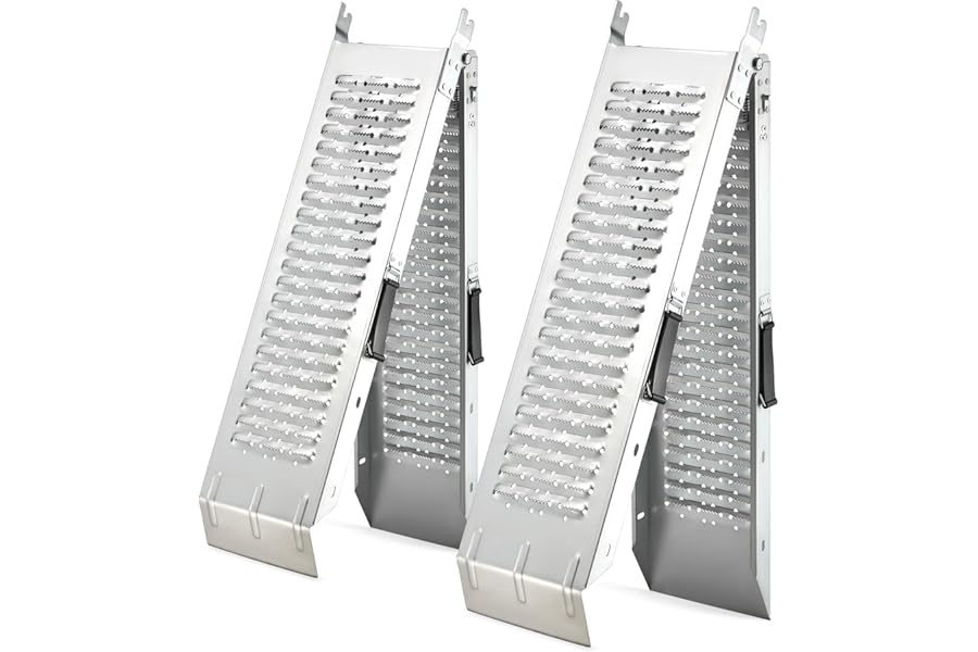 VonHaus Loading Ramp - 2 Van Ramps Heavy Duty - Folding Slope for Van, Motorbike, Quad Motorcycle - Portable Galvanised Steel Loading Rampway- 400kg Max Loading - H168 x W25 x D8cm