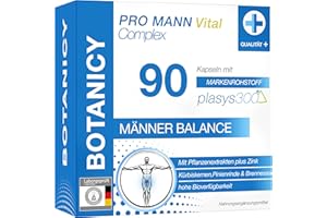 ‎BOTANICY BOTANICY Pro Mann Vital Complex, mit Plasys 300, Extrakt aus Kürbiskernen, Pinienrinde und Brennessel, hohe Bioverfügbarkeit - 90 Kapseln