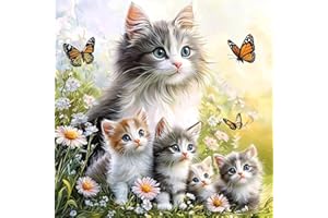 MAXBYE 5D Diamond Painting Kits pour Adulte, Diamond Art Famille de Chats Peinture Diamant Complet Set Débutant, Papillon Gemme Point de Croix Artisanat Cristal Mur Maison Decor Cadeaux 30x30 cm