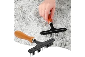 AJINACIOUS Professional Dog Grooming Undercoat Rake and Deshedding Brush - Dematting Tool With Shedding Brush for Dogs & Cats
