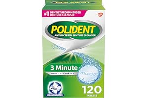 Polident 3 Minute Triple Mint Antibacterial Denture Cleanser Effervescent Tablets, 120 count