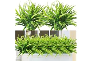 Dremisland 6 Szt Sztuczne Rośliny Trawne 40cm na Zewnątrz Plastikowe Rośliny Odporna na Promieniowanie UV Roślinność Sztuczna Trawa do Domu na Okno Ogród Patio Wisząca Doniczka ścieżka Ganek Dekoracja