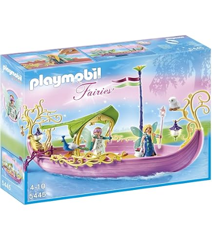 Playmobil Barco Romántico De Hadas – Flota En El Agua, Incluye 3 Figuras Y Accesorios, Con Farolillos Que Brillan En La Oscuridad, Para Niños A Partir De 4 Años