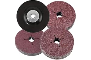 Dyna-Living 30Pcs 115mm Fiber Discs for Sanding & Grinding with Rubber Backing Pad for Angle Grinder - 24 36 60 Grits