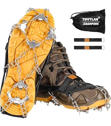 Ramponi Da Ghiaccio AGPTEK Con 28 Denti - Per Escursionismo, Pesca Su Ghiaccio, Arrampicata - Foto 8