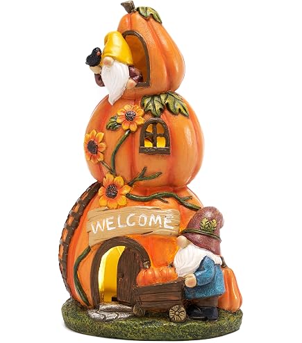 TERESA'S COLLECTIONS Halloween Gartenstecker Mit Solarlicht – Geist & Kürbis, 58,4 Cm, Metall