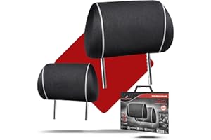 Walser Car Headrest Cover Modulo 2 Pieces Headrest Protector Universal Headrest Cover Set Black