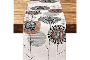 Weldomcor Camino de mesa lavable 32 x 240 cm floral plantas moderno primavera verano decorativo vintage para comedor, cocina, granja, boda, cumpleaños